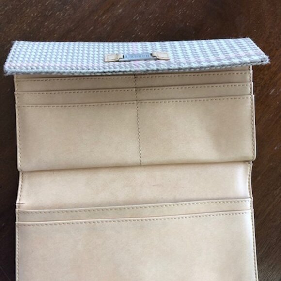 RALPH LAUREN Long Tweed Wallet Cream Pink Gray - Picture 6 of 16